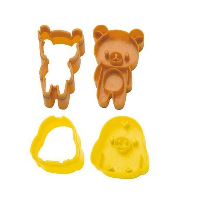 Witkey 2 Pcs Set Bento Accessories Chick Little Bear Shape DIY Rice Ball Mould Sushi Mold Sandwich Bread Mold