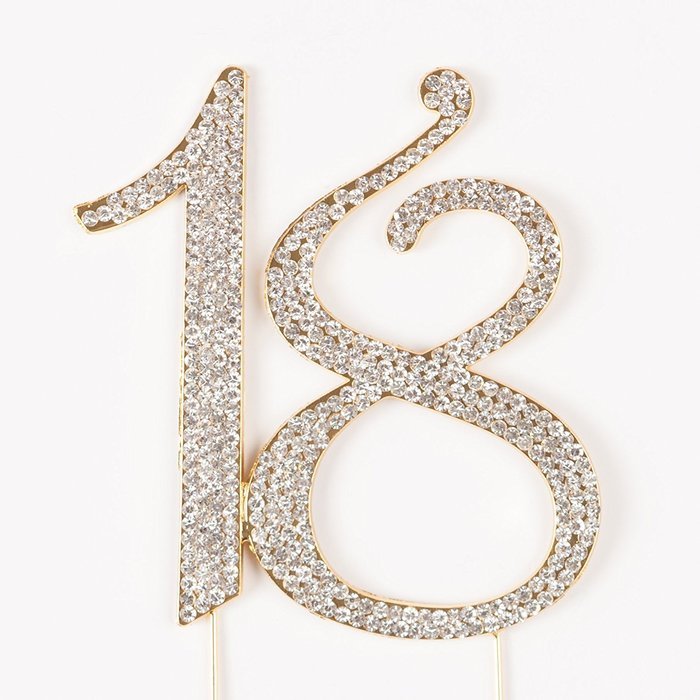 18 Cake Topper for 18th Birthday Number Party Supplies & Decoration Ideas (Silver) N9