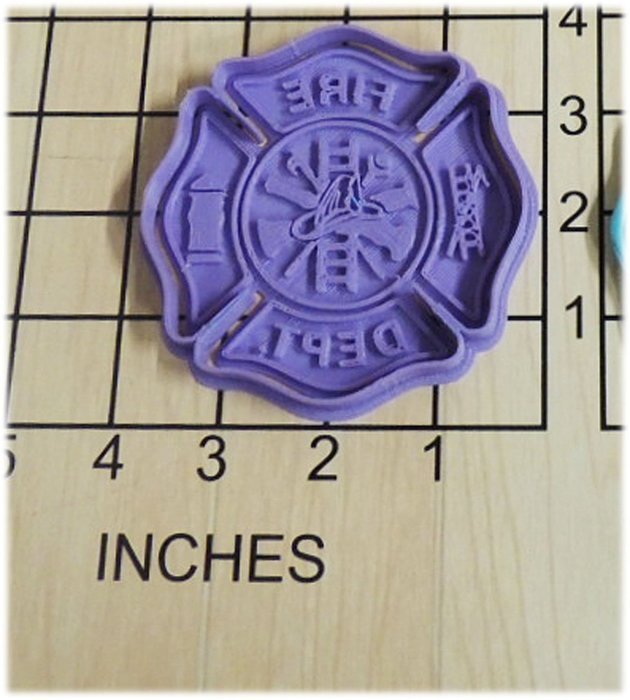 Fire Fighter Shield Cookie Cutter and Stamp #1078