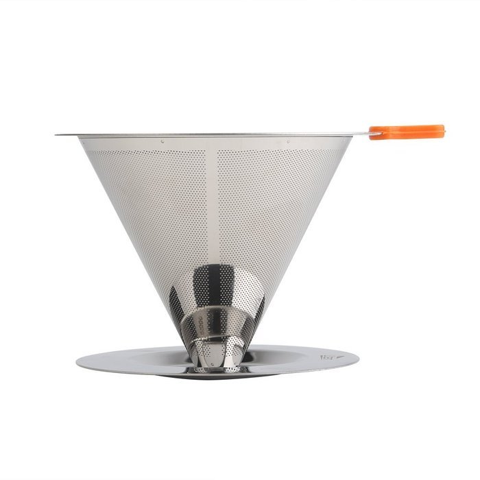 Uten Reusable Stainless Steel Pour Over Coffee Brewer Dripper Filter Cone with Double Layer Fine Mesh (2 cup) N5