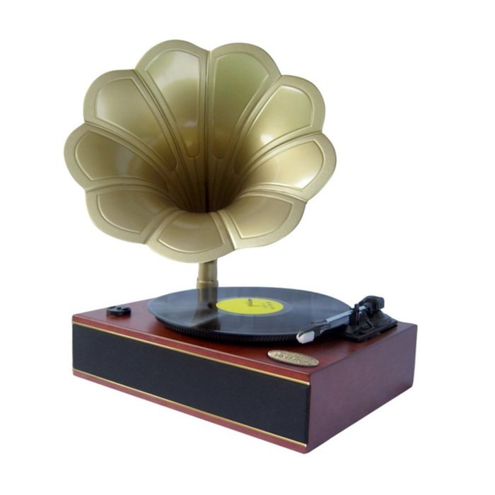 Mahogany Pyle PNGTT1R Turntable Horn Mahogany W/ USB-to-PC & Aux In Consumer Electronics