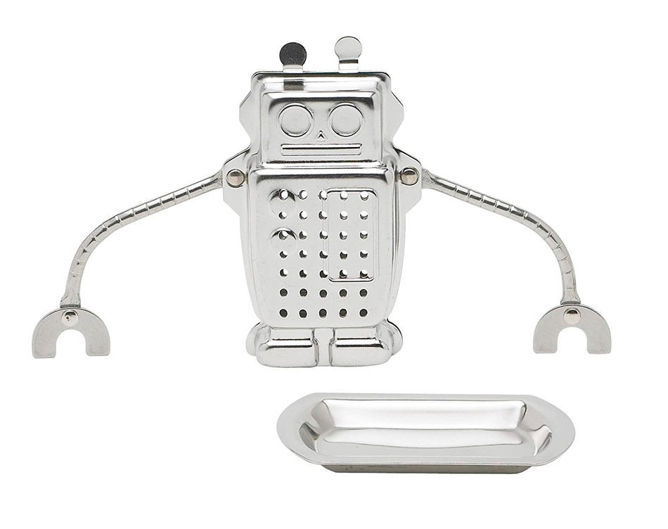 HIC Hangin&rsquo; Dunkin Monkey Loose Tea Leaf Tea Infuser and Drip Tray, Stainless Steel, 3-Inch by 2.25-Inch N9