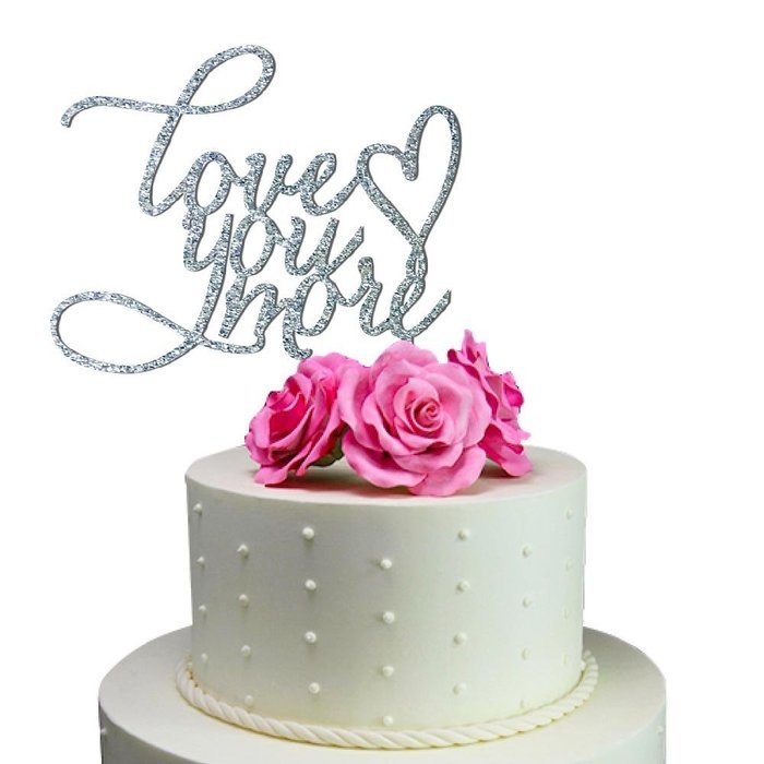 Sugar Yeti Made In USA Wedding Cake Topper Love You More #20 Gold Mirror