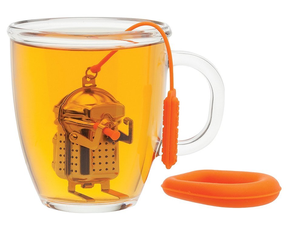 HIC Hangin&rsquo; Dunkin Monkey Loose Tea Leaf Tea Infuser and Drip Tray, Stainless Steel, 3-Inch by 2.25-Inch N10