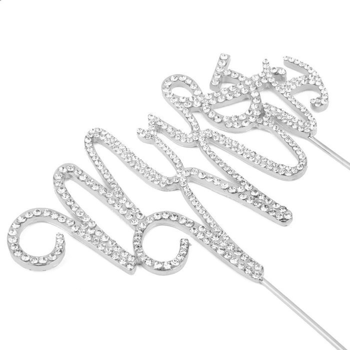 Crystal Rhinestone Cake Topper Wedding Monogram Mr & Mrs diamante Bling Inital Cake Decoration (1, Silver) N7