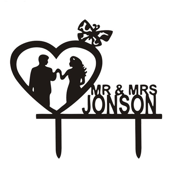Ecape Acrylic Wedding Cake Topper Wedding Monogram Mr and Mrs Cake Topper With Maple Leaf N20