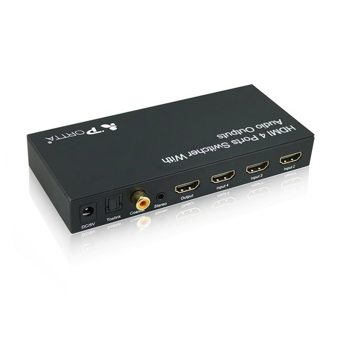 Portta PET4000 HDMI Switch/Switcher 4 Port v1.3 with Toslink and Digital Coaxial support 3D Splitter HDTV 1080p