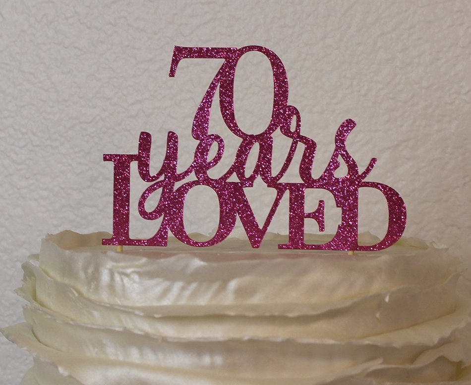 All About Details Pink 70-Years-Loved Cake Topper