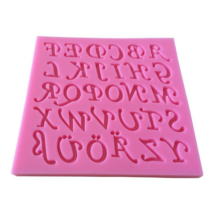 FLY 26 English Letters Fondant Silicone Cake Mold Cooking Tools,Pink