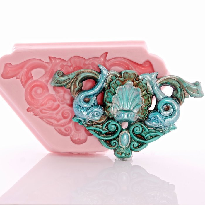Shell Nautical Filigree Scroll Work Silicone Mold Food Safe Fondant, Gum Paste, Resin, Polymer Clay, Craft, Jewelry... N2