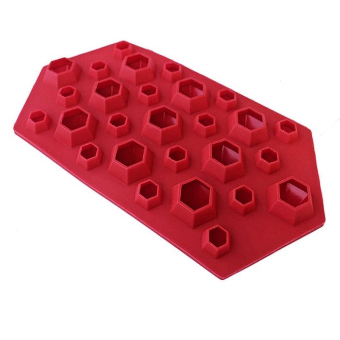 DDLBiz Diamond Mold Ice Cube Tray 27 Cavities Crystal Silicone Ice Mold Candy (Pink) N2