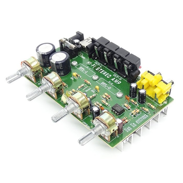 Qianson 12V Car Hifi Stereo Amplifier Board Treble Bass Volume Tone Module 25W x2 with USB Charging