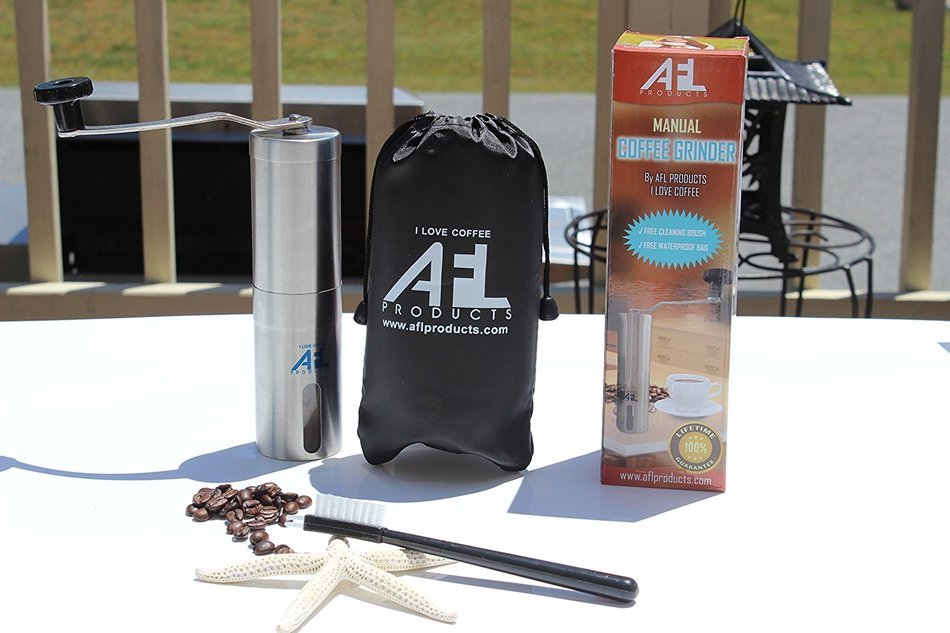 Coffee Grinder with Hand Crank | Manual Coffee Grinder. Hand Coffee Grinder With Free Coffee Grinder Brush + Bag... N4