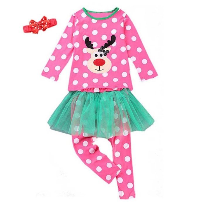 Sleepwear ,BeautyVan Newborn Baby Christmas Tree Printed Long Sleeve Top Shirt+Pants Outfits Set (100, Pink) N3