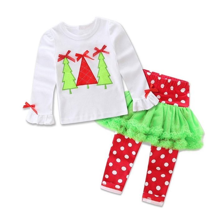 Sleepwear ,BeautyVan Newborn Baby Christmas Tree Printed Long Sleeve Top Shirt+Pants Outfits Set (100, Pink) N4