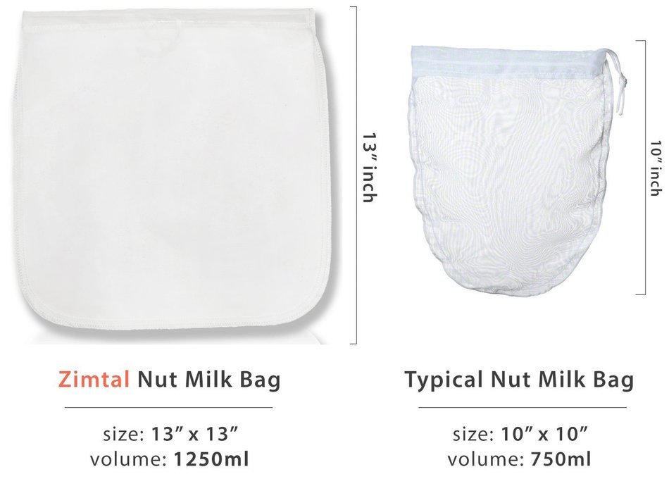 Premium Quality - Nut Milk Bag - XL - 13 " X 13 " - Smoothie Strainer - Cold Brew Coffee Maker- Free Recipes Included... N2