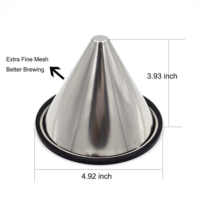 YC-Houseware Paperless Coffee Dripper Single Layer Fine Mesh Stainless Steel Coffee Filter Fits On Almost All... N2