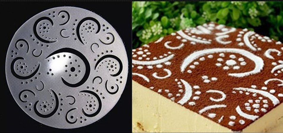 Lautechco 4Pcs/Set DIY Birthday Cake Spray Mold Decorating Heart Flower Screen Printing Film Coffee Tiramisu Decorating...