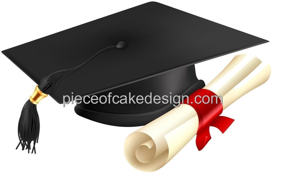 6" Round ~ Black Graduation Cap & Diploma Birthday ~ Edible Image Cake/Cupcake Topper!!!