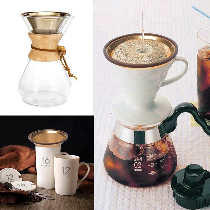 Titanium Coated Gold Coffee Dripper Premium 18/10 Stainless Steel Pour Over Cone Coffee Filter Permanent Reusable... N4