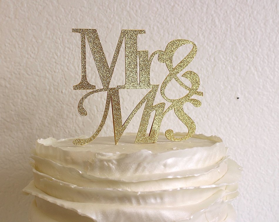 All About Details Gold Mr-&-Mrs Cake Topper N3