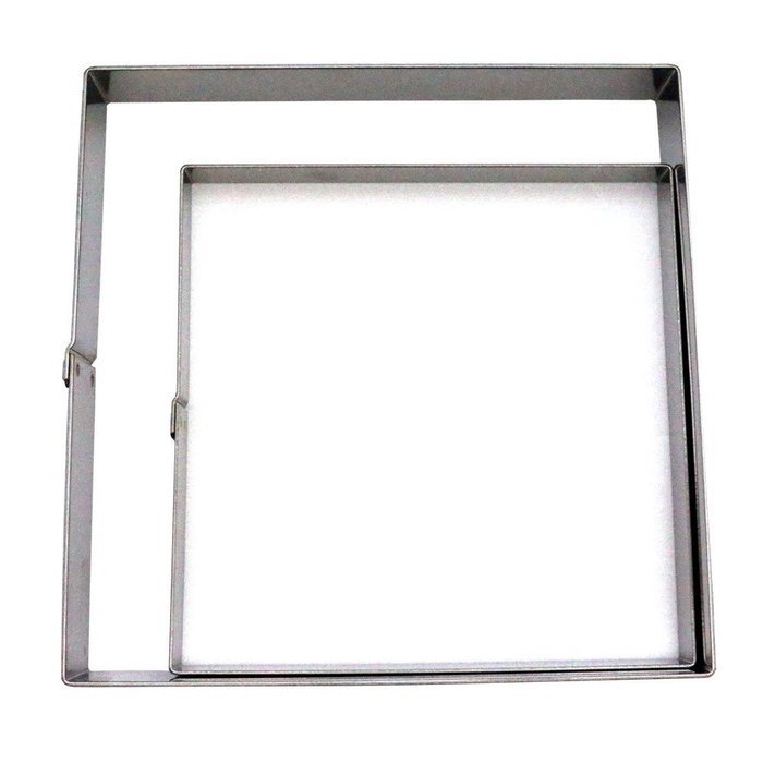 Hanason Stainless Steel Rings Square Molding Plating Forming Cake Mousse Rings 2pcs