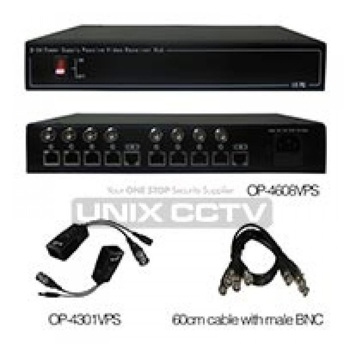 OP-4608VPS 8CH power supply passive video receiver hub package