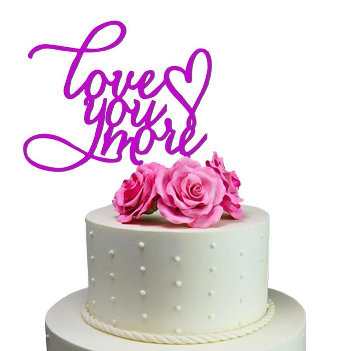 Sugar Yeti Made In USA Wedding Cake Topper Love You More #20 Gold Mirror N4