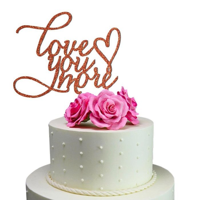 Sugar Yeti Made In USA Wedding Cake Topper Love You More #20 Gold Mirror N5