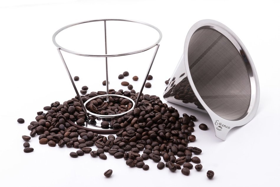 Essence Stainless Steel Pour Over Coffee Maker - 4 Cups - | Highest Quality Dripper with Stand | Reusable Double... N3