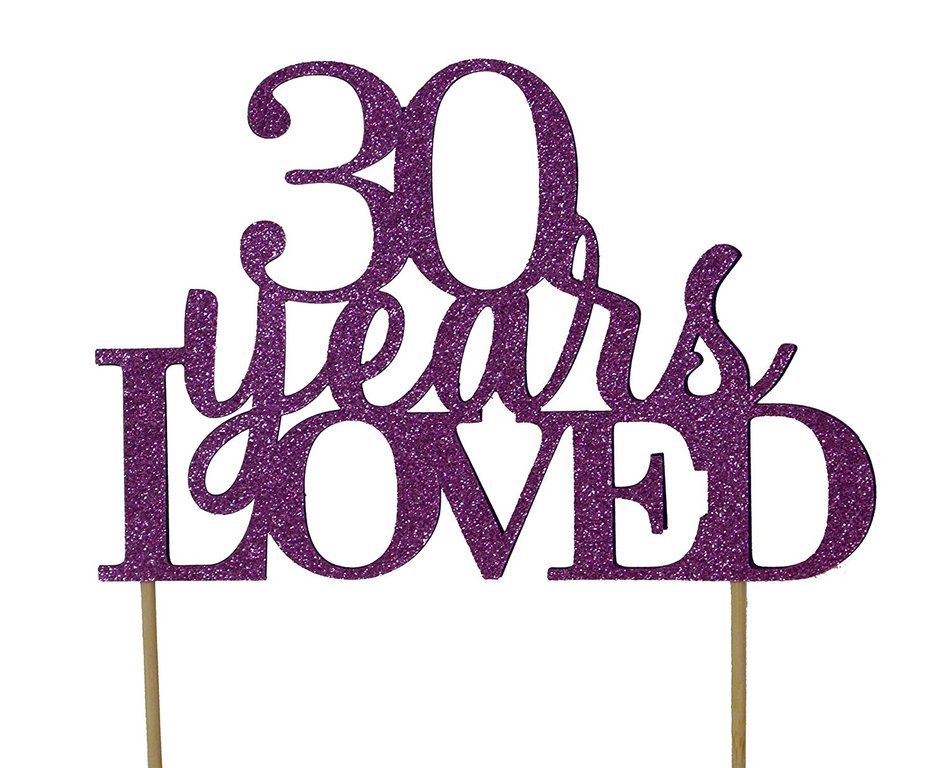 All About Details Purple 30-Years-Loved Cake Topper N3