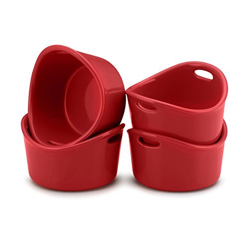 Rachael Ray Bubble and Brown, Red 10-Ounce Round Ramekins, Set of 4