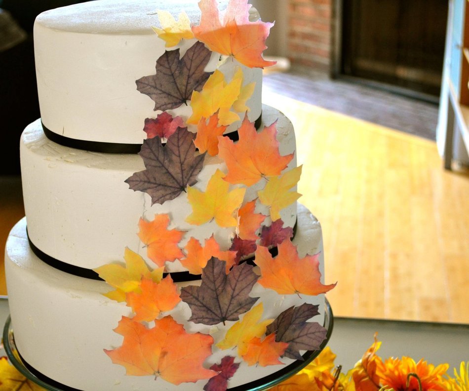 Edible Fall Leaves Assorted Set of 32 Wafers -Cake & Cupcake Toppers N3