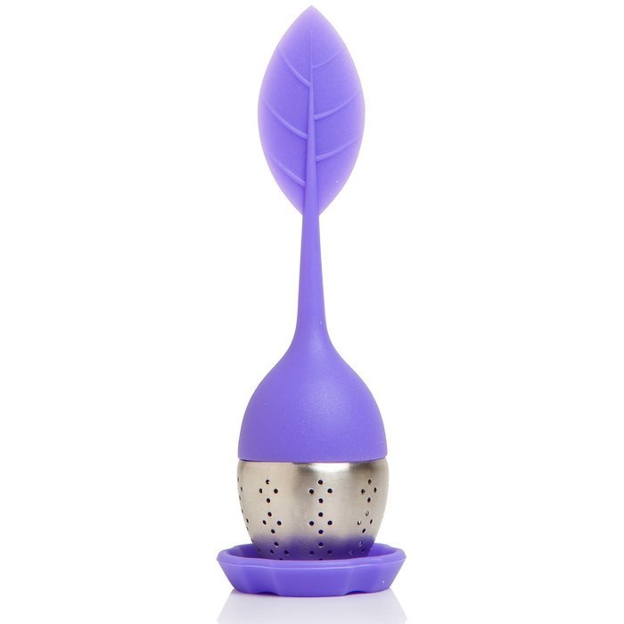 Set of 1 Tea Infuser Leaf Strainer Handle with Steel Ball Silicone Leaf Lid By Xcellent Global