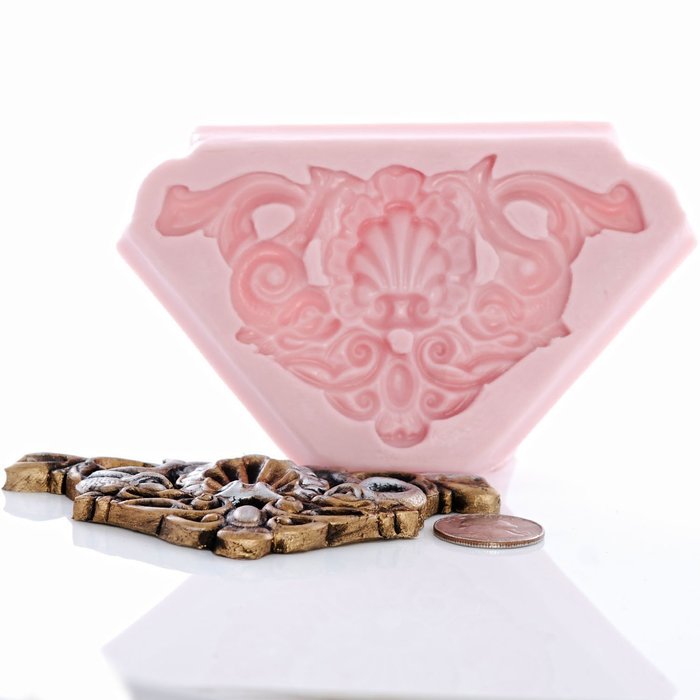 Shell Nautical Filigree Scroll Work Silicone Mold Food Safe Fondant, Gum Paste, Resin, Polymer Clay, Craft, Jewelry... N5