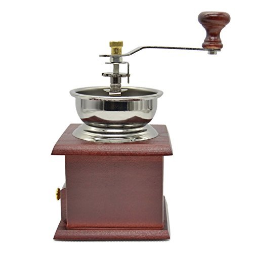 New Manual Coffee Grinder Mill Hand Crank Adjustable Wood Iron Antique FEN# N4