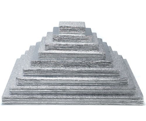 Square Silver Cake Boards - Square Silver Cake Boards 8", package of 6