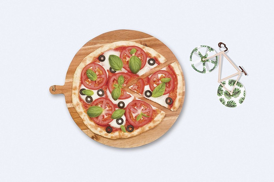 Pizza Cutter - Bicycle Pizza Cutter: Black & Yellow N6