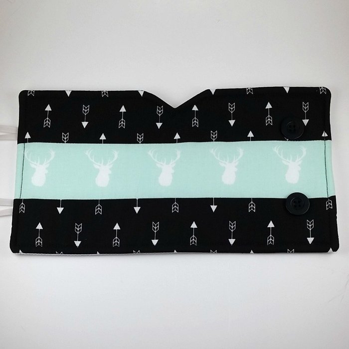 French Press Cozy, Cafetiere Cosy, Deer Decor, Black and Mint Green N2