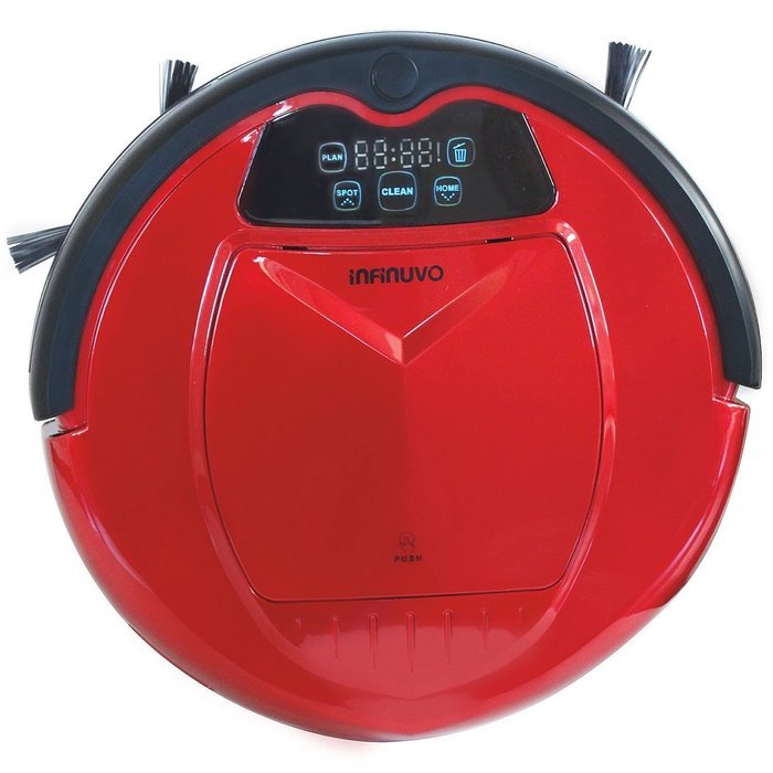 Infinuvo Hovo 650 Red Robotic Vacuum with HEPA Filter, UV Lamp, Home Base, Scheduler, Virtual Blocker & Water...