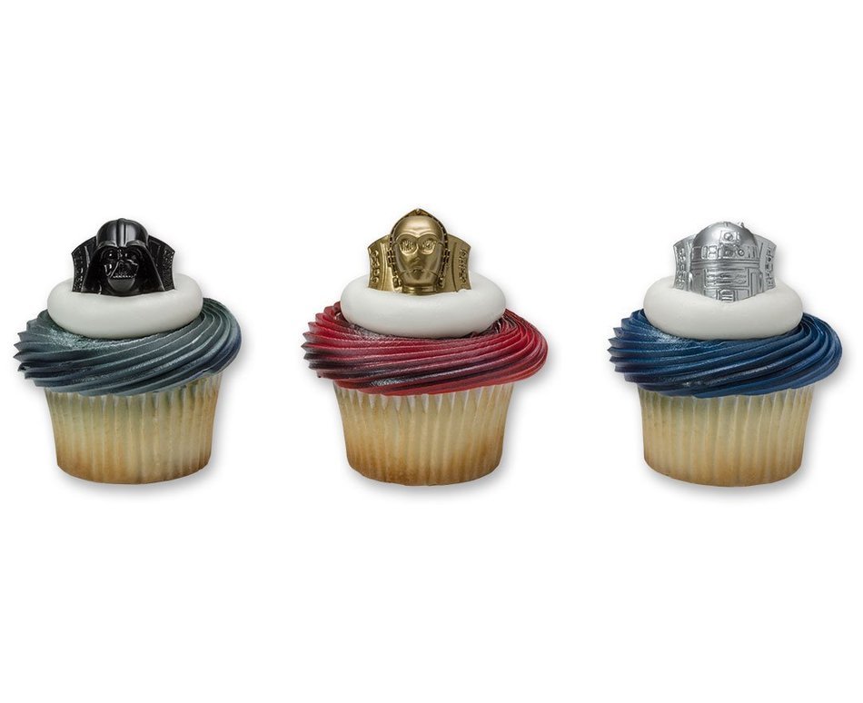 DecoPac Star Wars Darth Vader, C3P0 R2D2 Cupcake Rings, 12 pieces