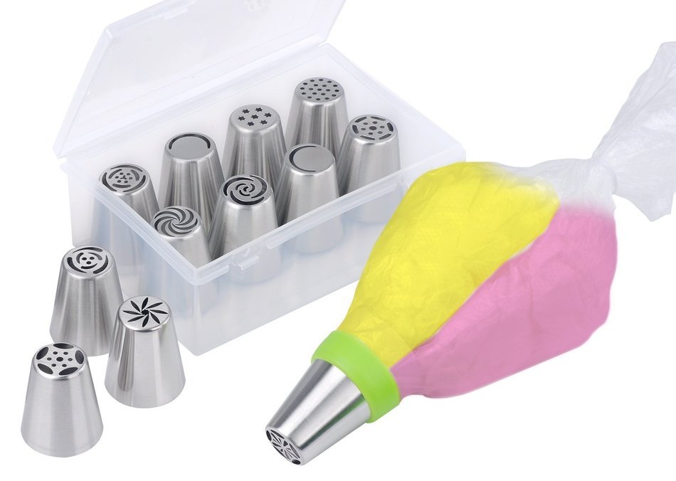 23-Piece Russian Piping Tips,OliveTech Cake Decorating Tips Kits Professional Stainless Steel Large Size Icing... N7