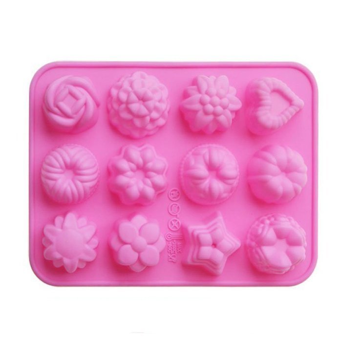 TANGCHU Silicone Muffin Tray Candy Cupcake Jelly Mold Of 12 Flowers Unit Size: 1.73inch In Diameter; 0.98inch...