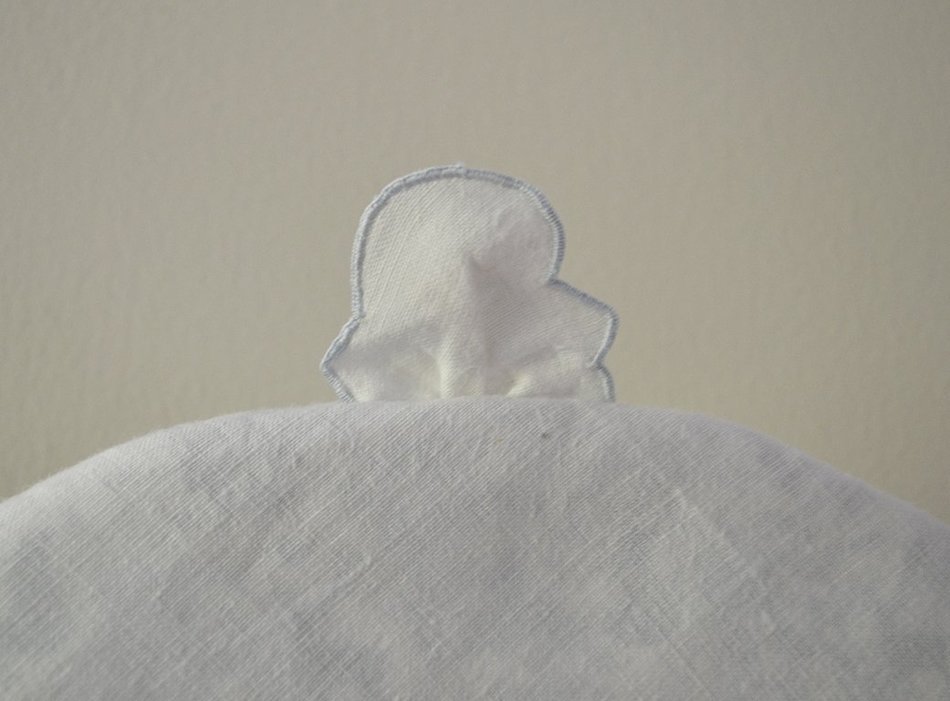 Large Up-cycled Insulated Artisanal Tea Cozy - Vintage Hand Embroidery - One of a Kind - White Blue and Gray N3