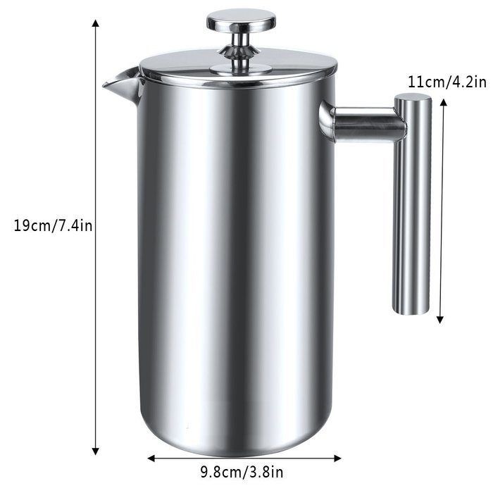 Gracelove 1 Liter Double-Wall Stainless Steel French Coffee Press