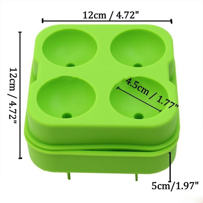 MAXGOODS Popular Silicone Round Ice Balls Freeze Maker Tray Four Large Sphere Molds Cube Mould N6