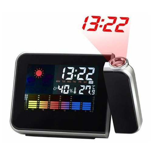 Digital Weather LCD Projection Snooze Alarm Clock Color Display w/ LED Backlight N2