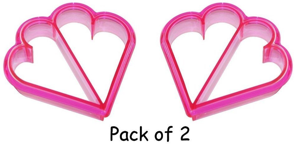 Sweet Heart Shaped Sandwich CRUST CUTTER Kid School Lunch Valentine's Day (Pink Heart - Pack of Two) N3