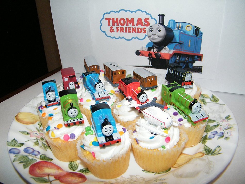 Thomas the Tank Engine Deluxe Set of 12 Cake Toppers Cupcake Toppers Party Decorations with Thomas, Percy, Harold... N4