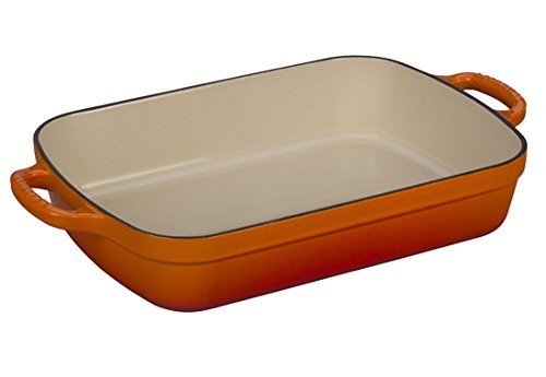 Le Creuset Signature Cast Iron Rectangular Roaster, 3.0-Quart, Flame